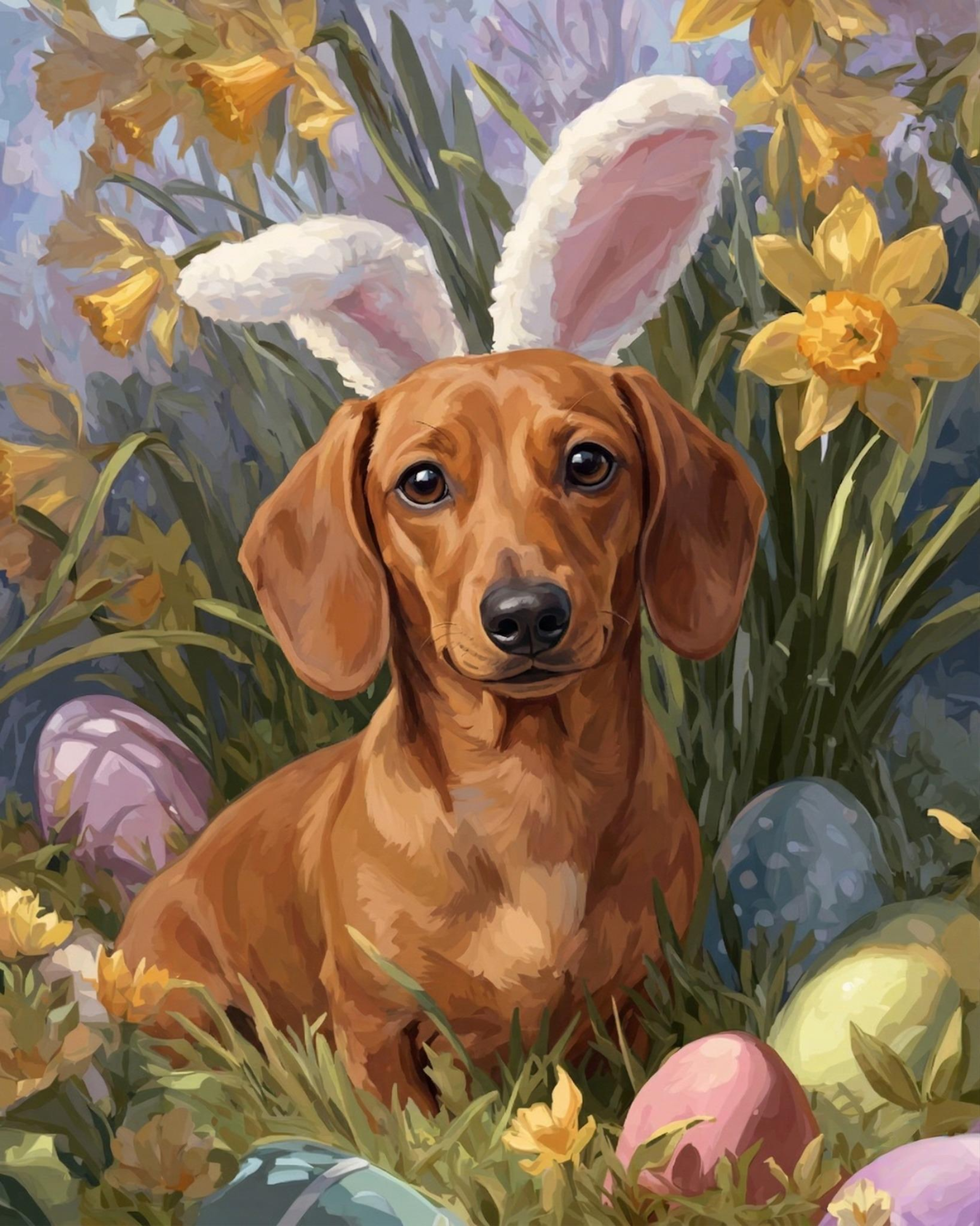 Pink Bunn Years Dachshund Diamond Art Kit