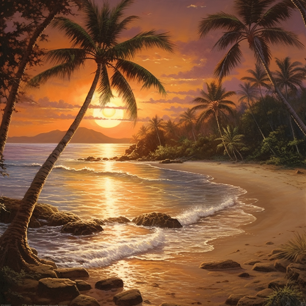 Brown Tone Beach Sunset Diamond Art Kit