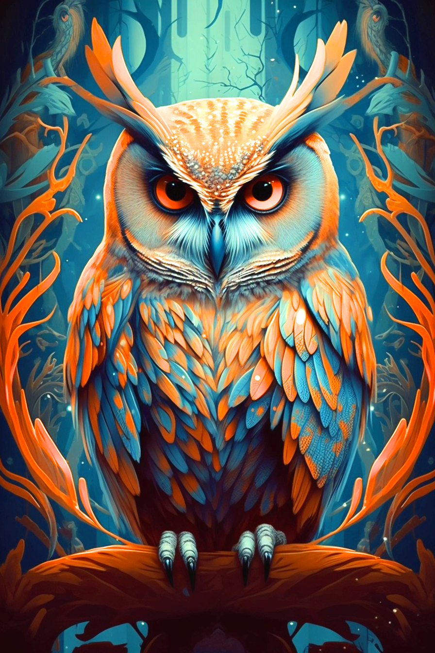 Green Orange Owl Diamond Art Kit