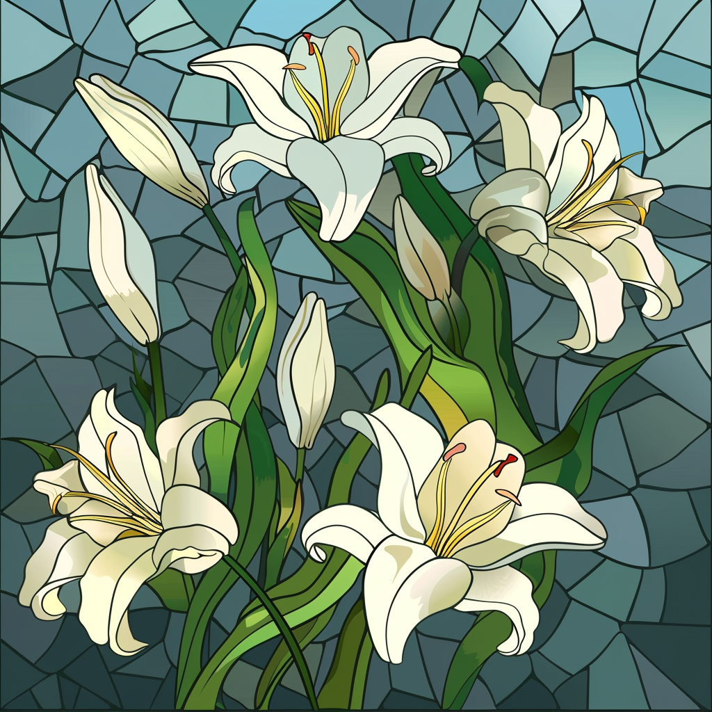 Green Background Lily Abstract Diamond Art Kit