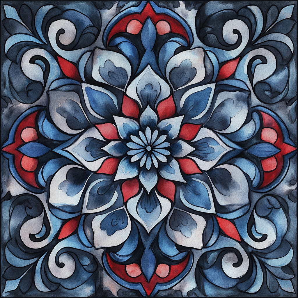 Blue Watercolor Mandala Diamond Art Kit