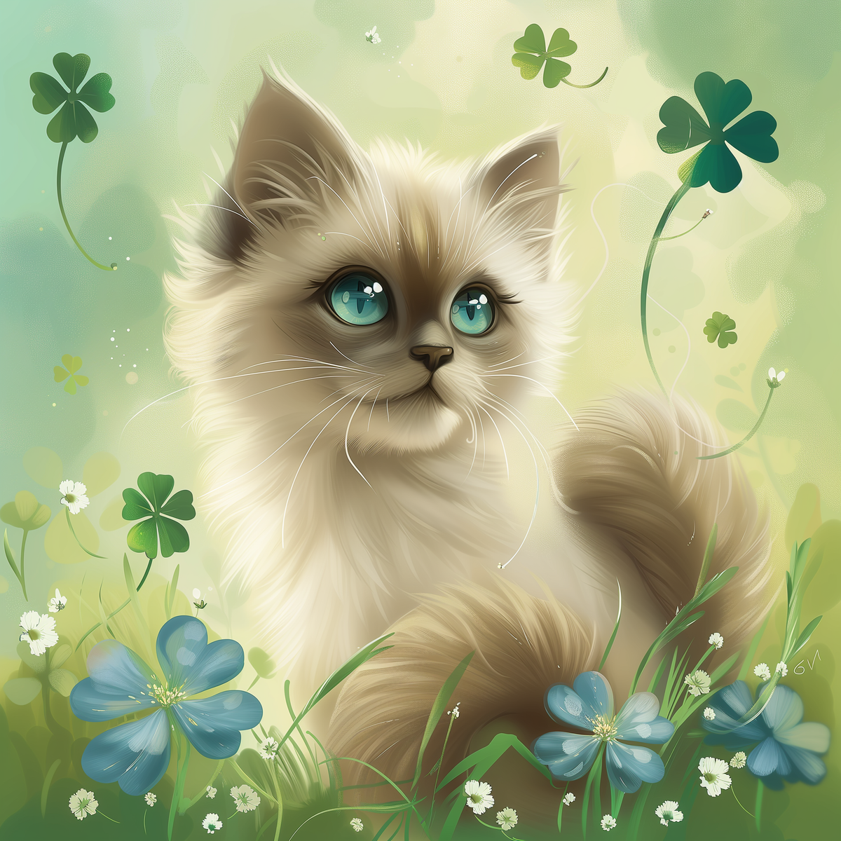 Kitten In Clovers Diamond Art Kit
