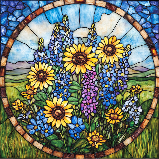 Abstract Mixed Flower Circle Diamond Art Kit