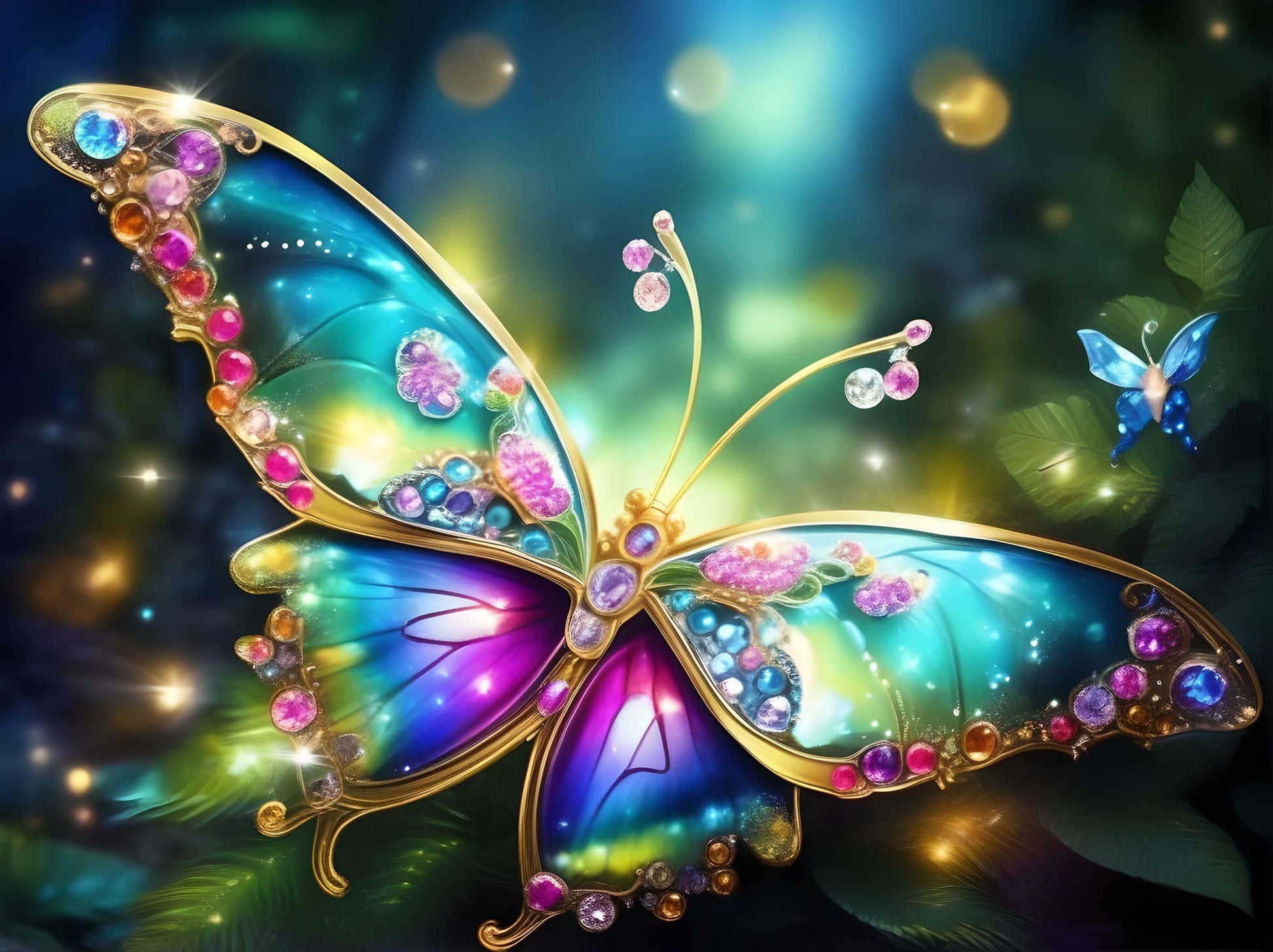 Gold And Gem Butterfly Diamond Art Kit