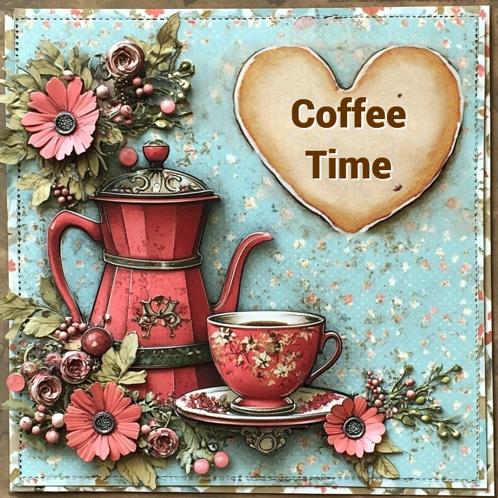 Red Pot Coffe Time Diamond Art Kit