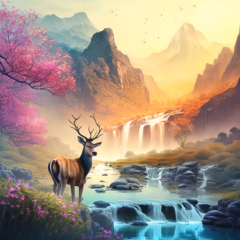 Buck Mountain Stream Diamond Art Kit