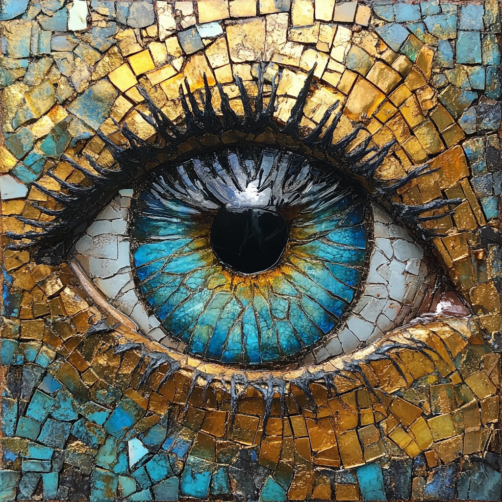 Teal Gold Mosaic Eye Diamond Art Kit