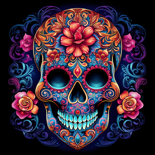 Orange Rose Sugar Skull Diamond Art Kit