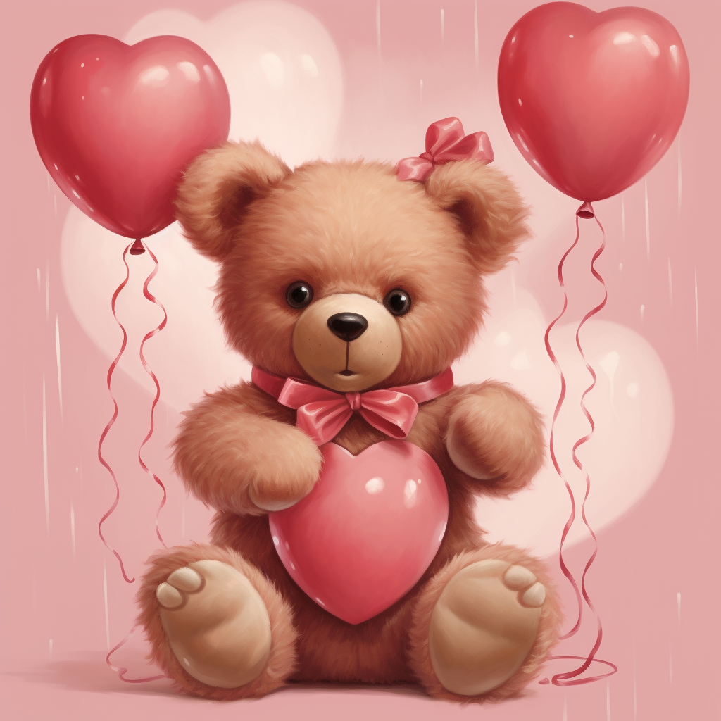 Heart Balloon Teddy Bear Diamond Art Kit