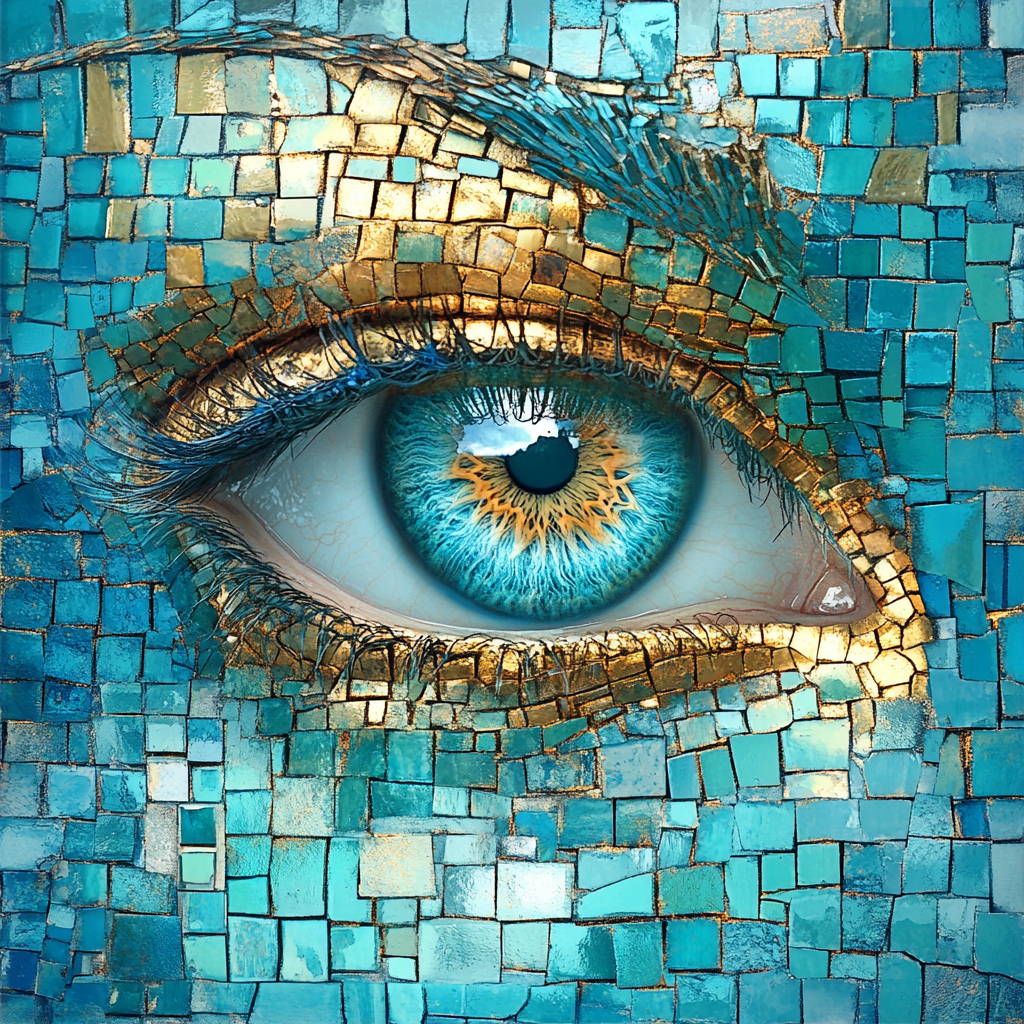 Aqua Teal Mosaic Eye Diamond Art Kit