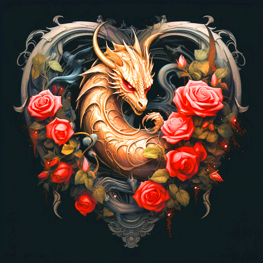 Gold Dragonheart Of Roses Diamond Art Kit