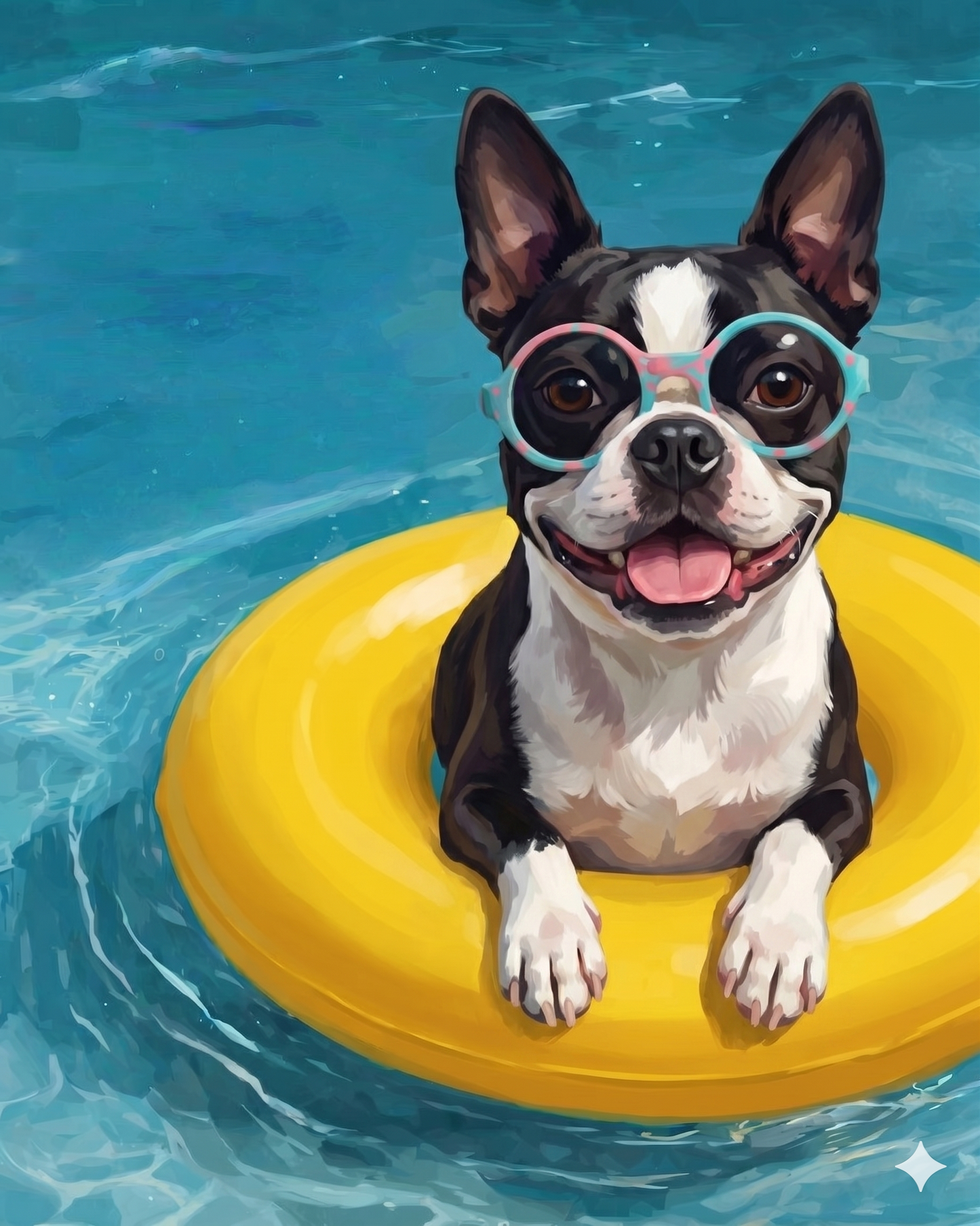 Hello Summer Blackandwhite Boston Terrier Diamond Art Kit
