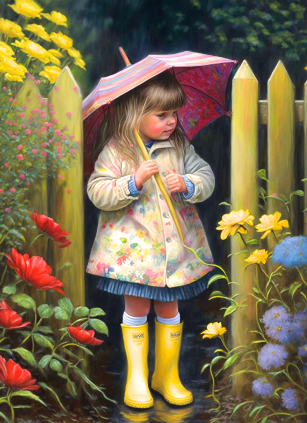 Yellow Boot Little Girl Diamond Art Kit