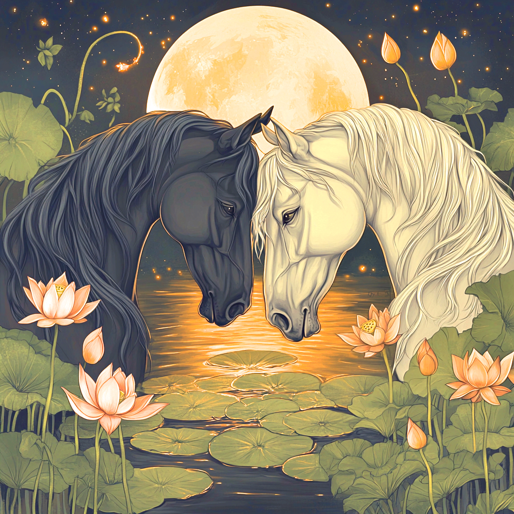 Head To Head Blackandwhite Horses Diamond Art Kit