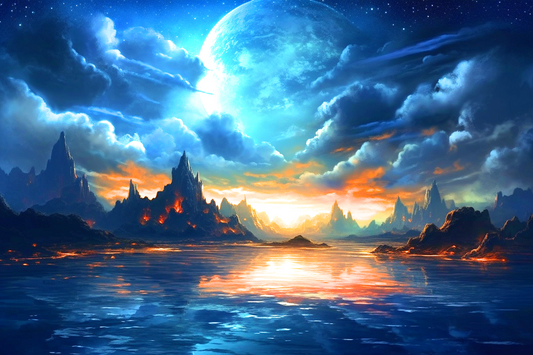Clouded Moon Sunset Diamond Art Kit