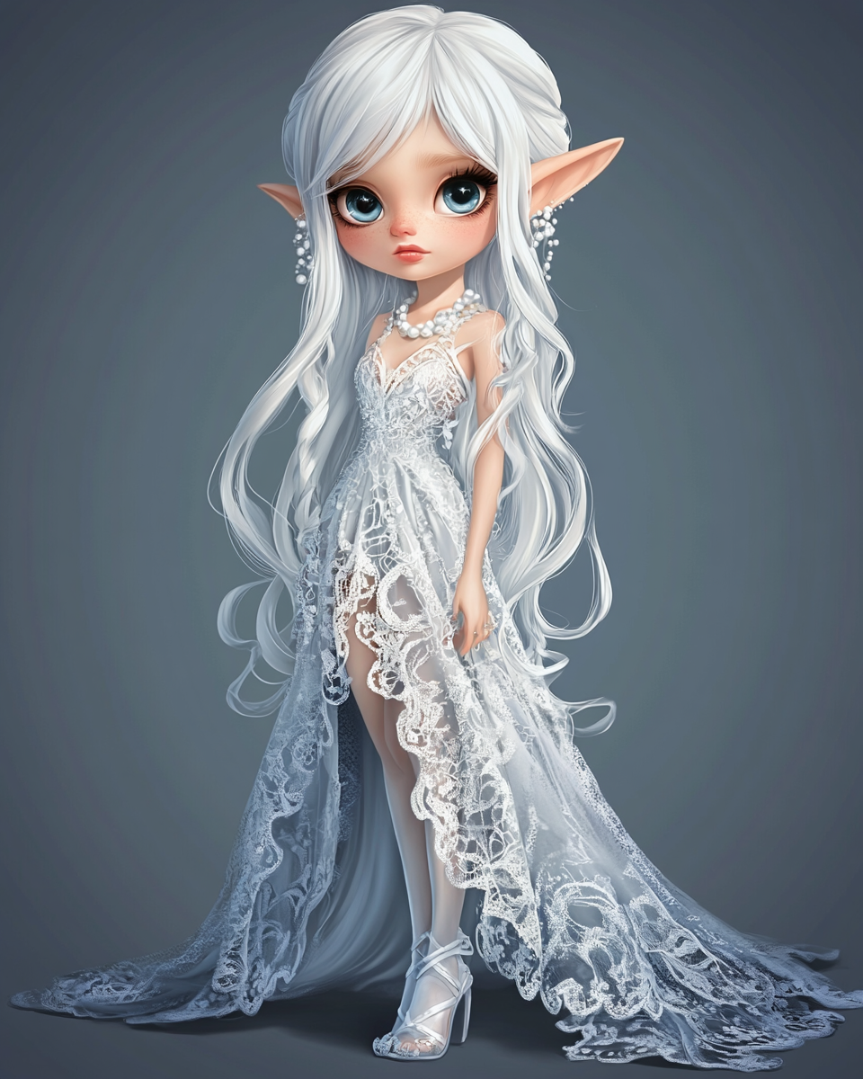 White Hair Elf Girl Diamond Art Kit