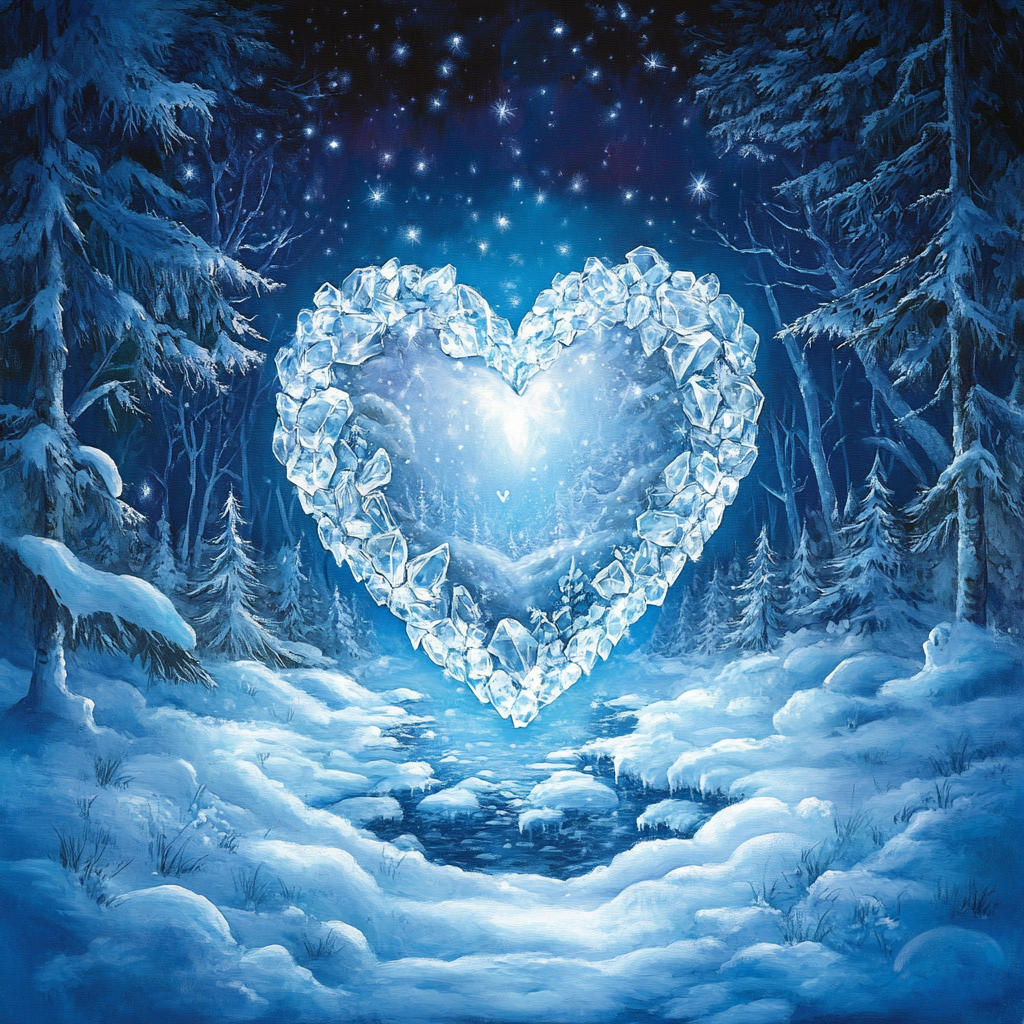 Crystal Mirror Heart In The Snow Diamond Art Kit
