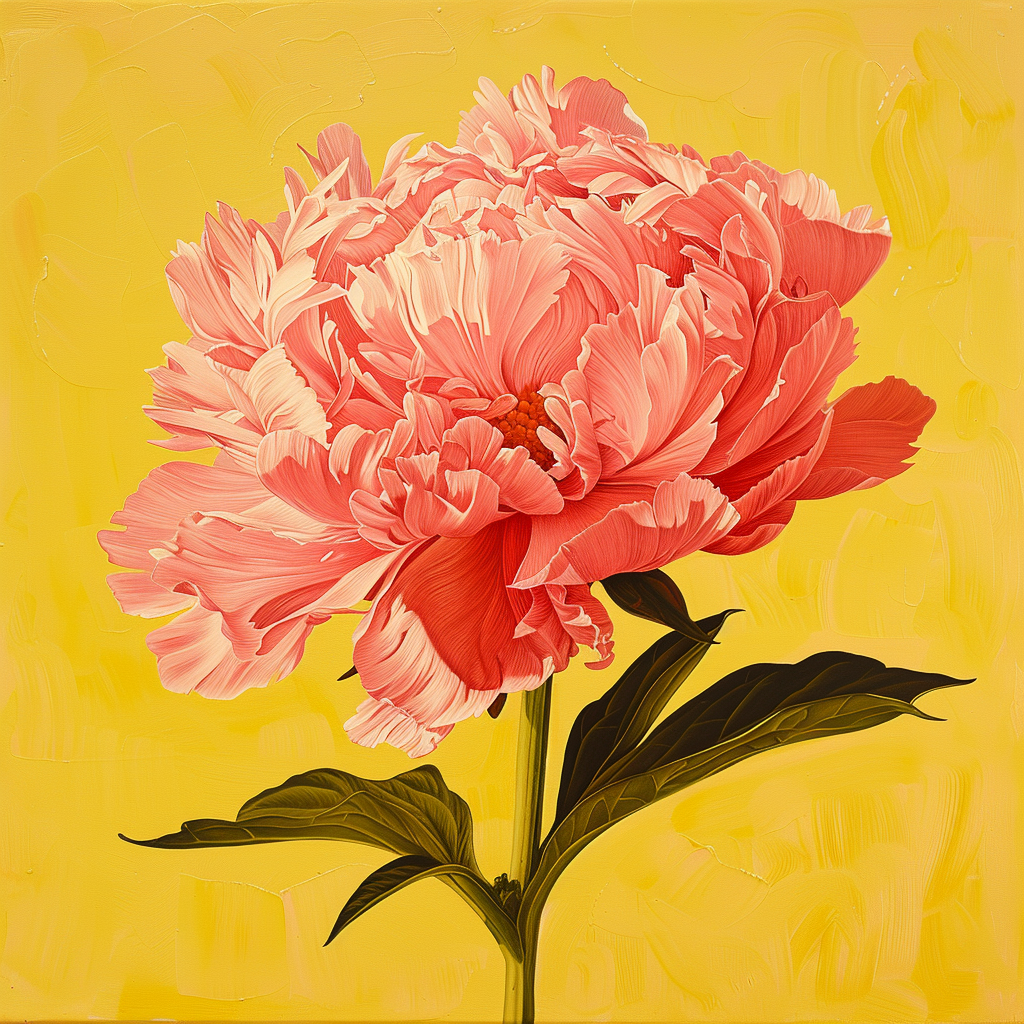 Yellow Background Pink Peony Diamond Art Kit
