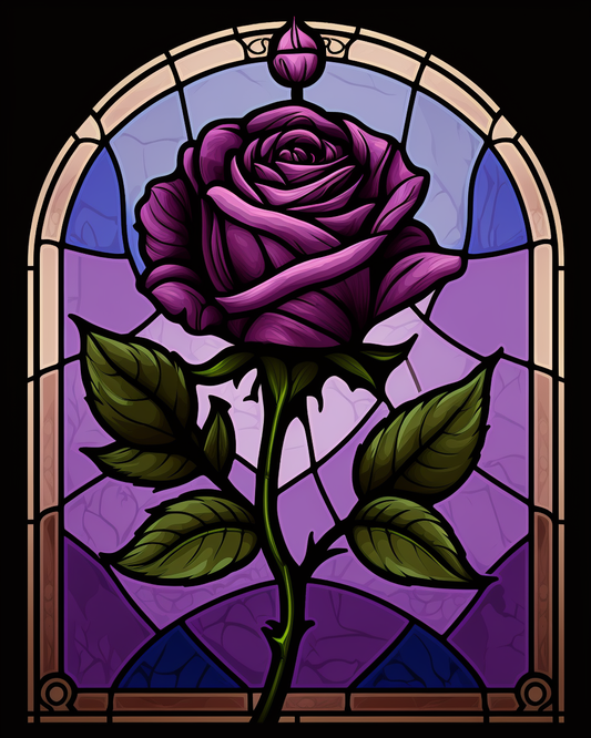 Purple Rose Abstract Diamond Art Kit