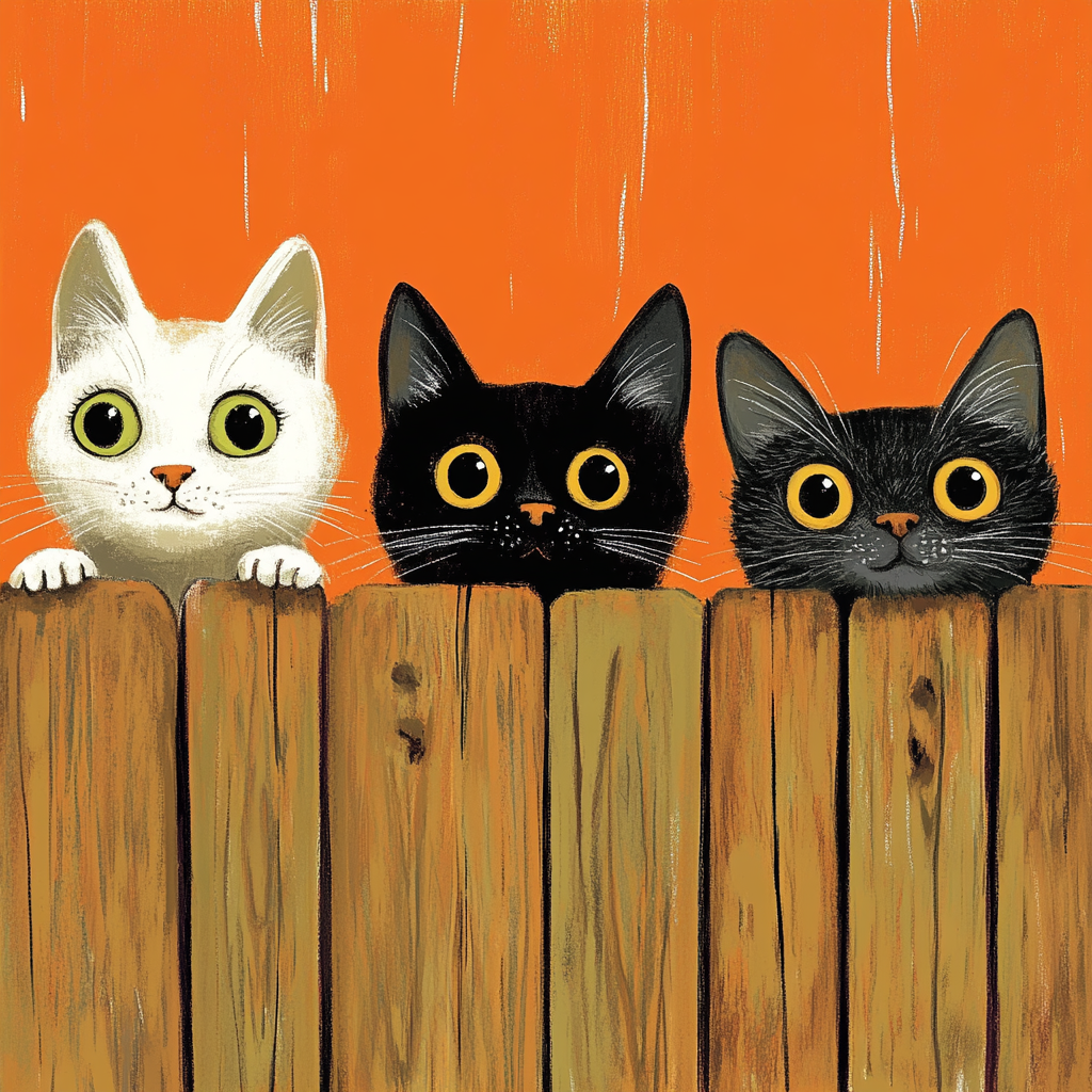 Wide Eye Kittens Fence Diamond Art Kit