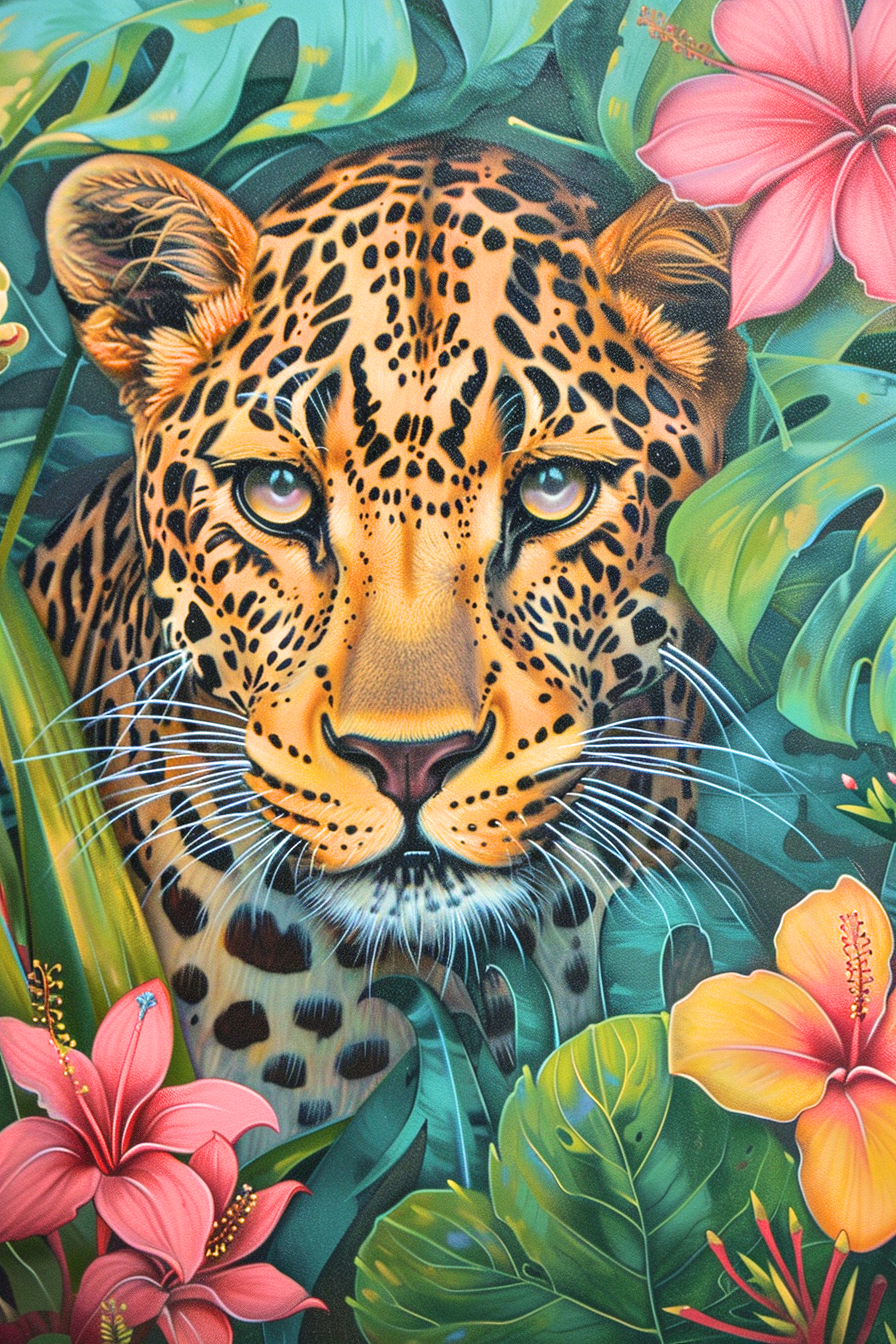 Tropical Flower Leopard Diamond Art Kit