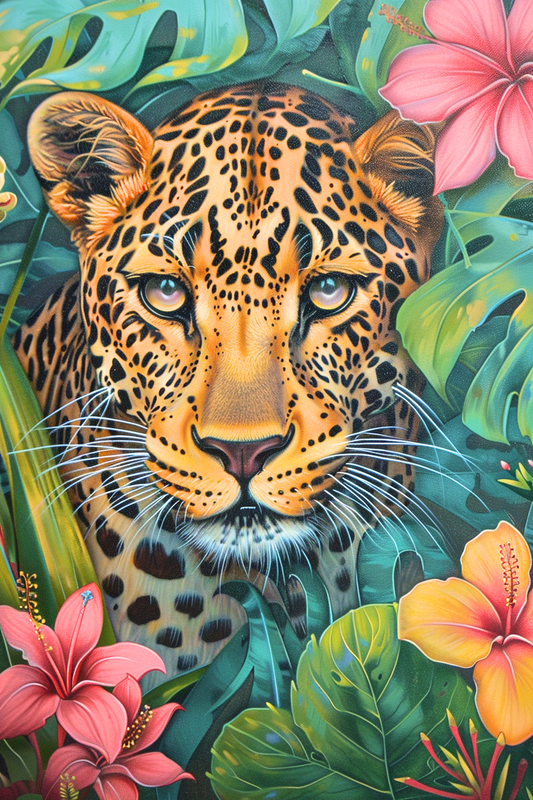 Tropical Flower Leopard Diamond Art Kit