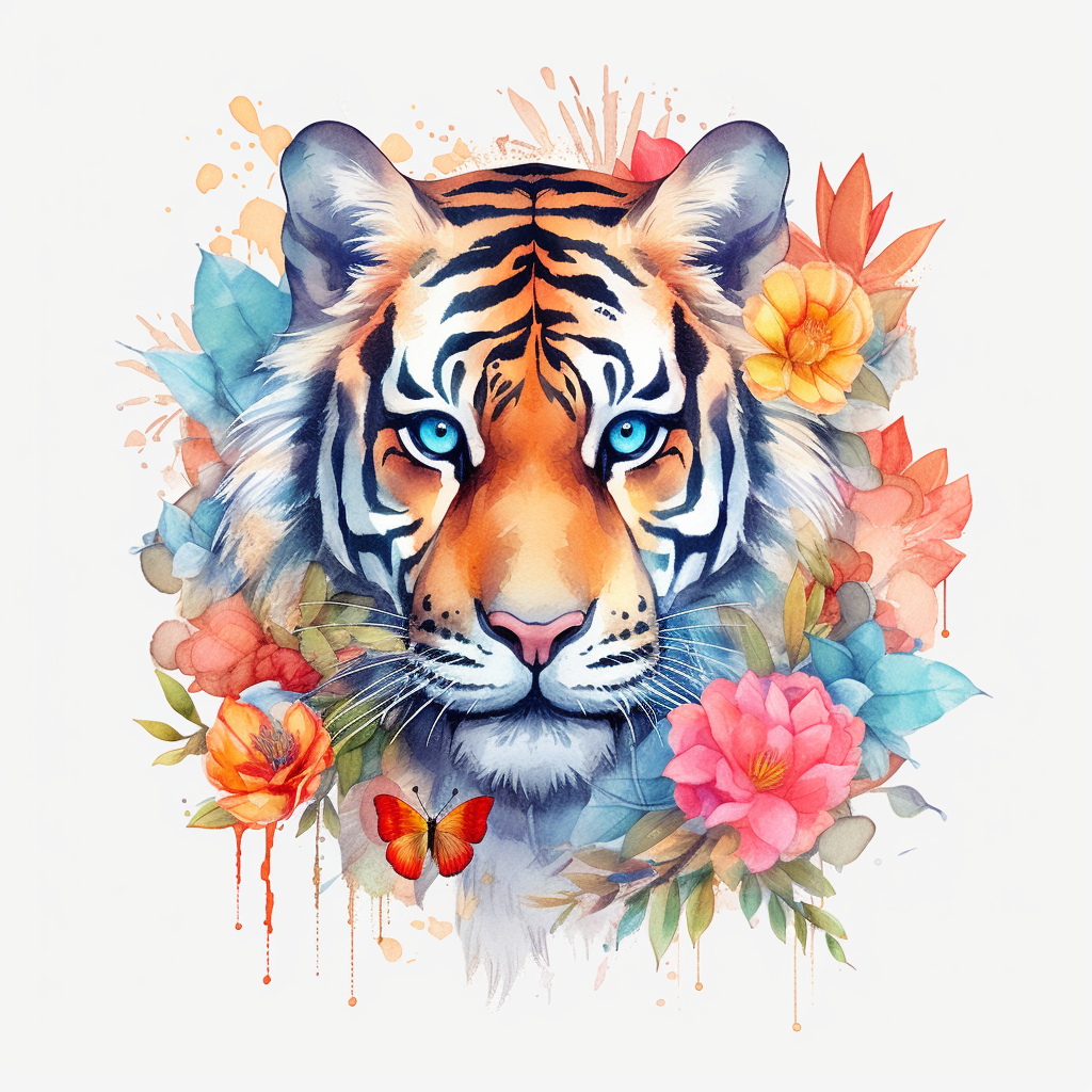 Blueeye Watercolor Tiger Diamond Art Kit