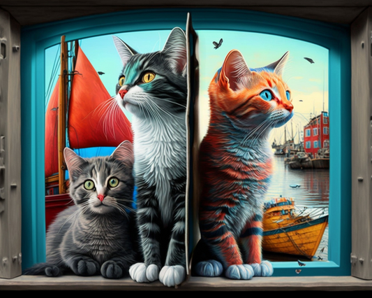 Cats Window Diamond Art Kit