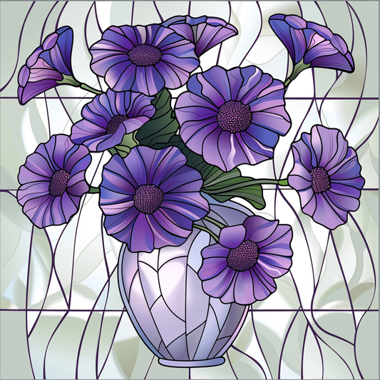 Purple Flower Vase Abstract Diamond Art Kit