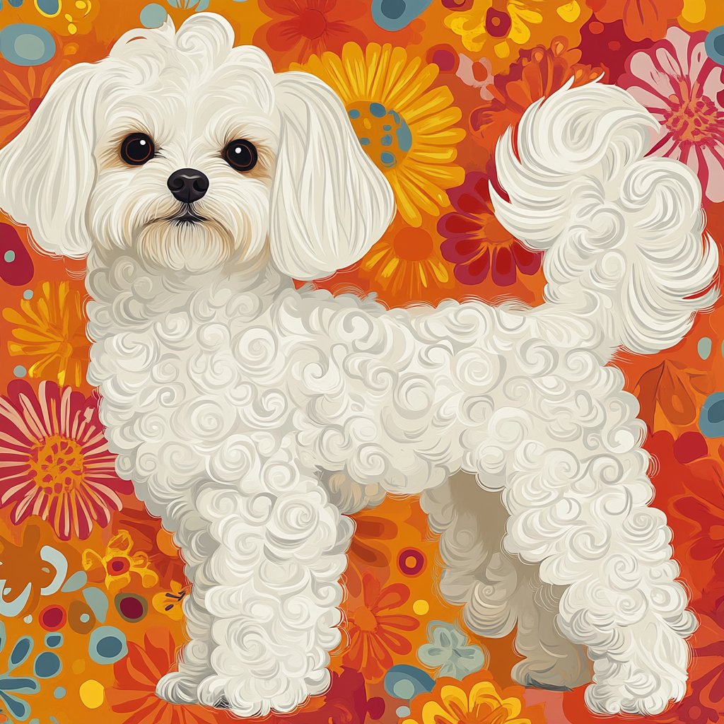 Abstract White Maltese Diamond Art Kit