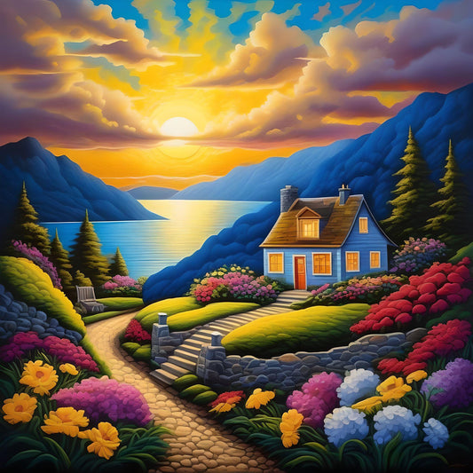 Blue Lakehouse Diamond Art Kit