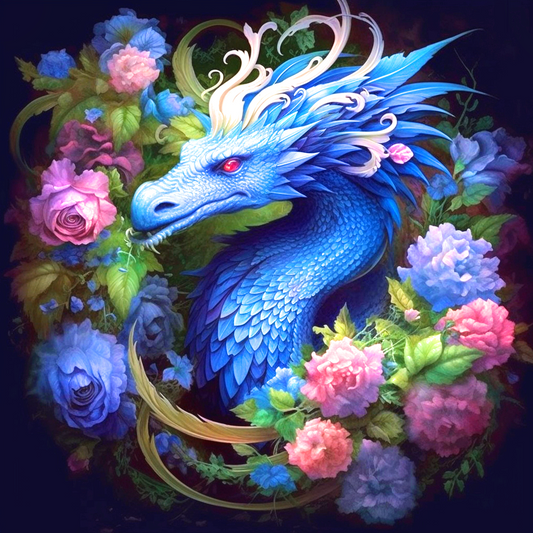 Flowers Bluedragon Head Diamond Art Kit