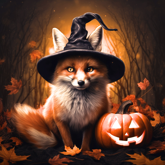 Black Witch Hat Fox Diamond Art Kit