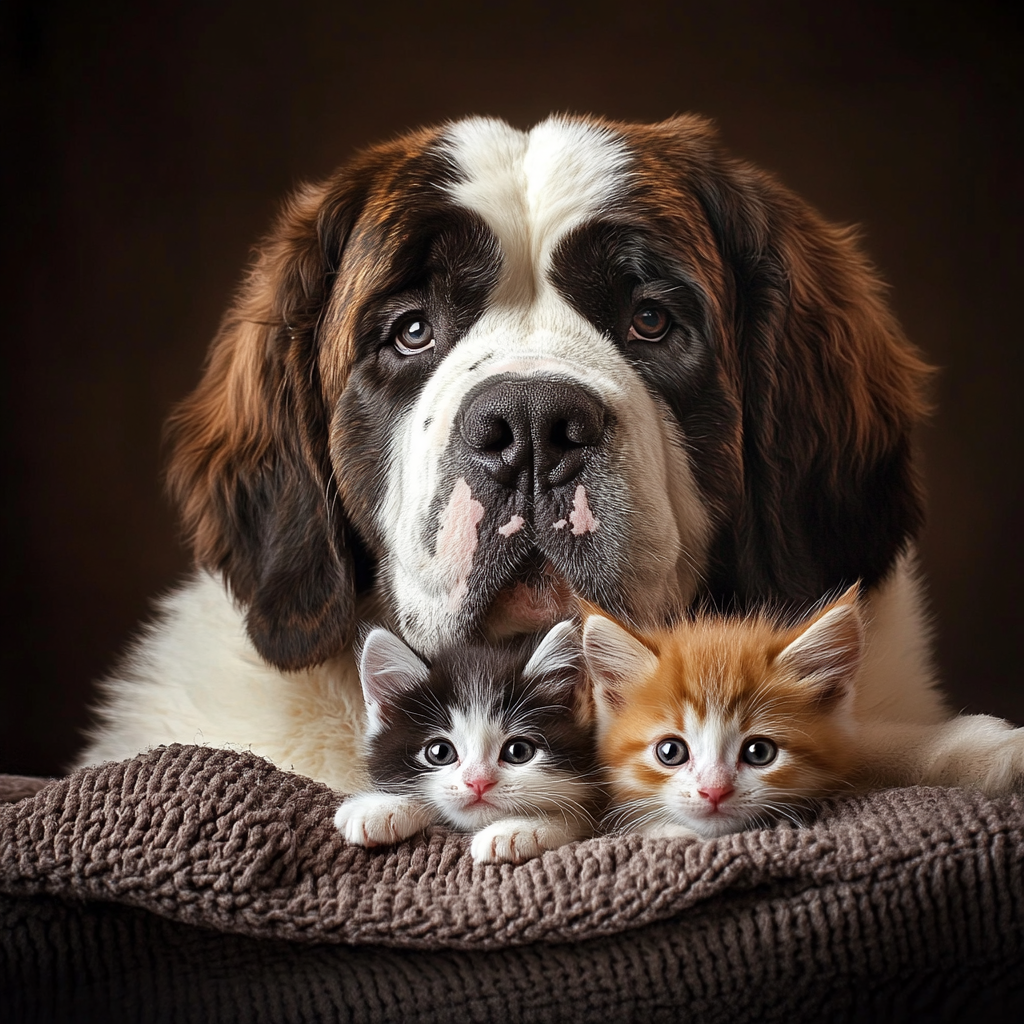 Brown Blankets T Bernard And Kittens Diamond Art Kit