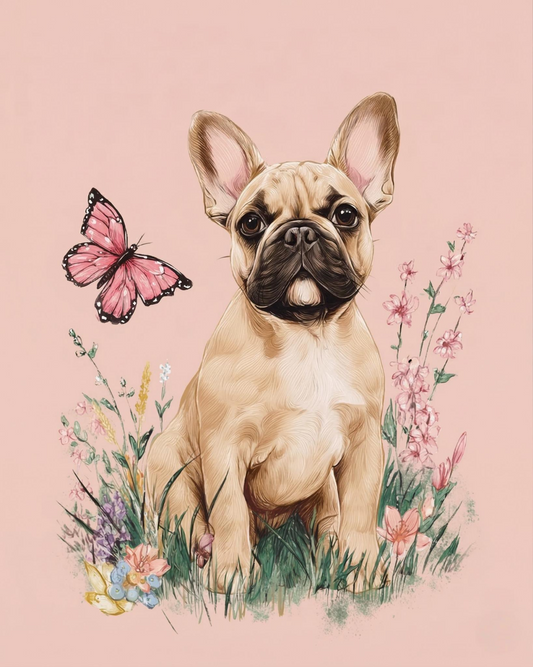 Pink Butterfly Frenchie Diamond Art Kit