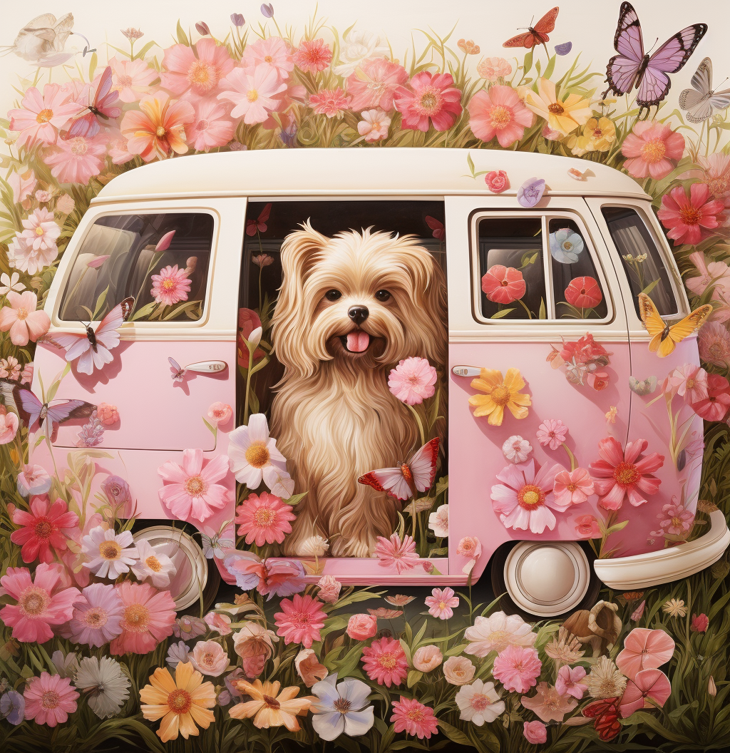 Flower Van Puppy Diamond Art Kit