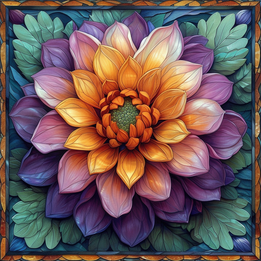 Orange Purple Flower Diamond Art Kit