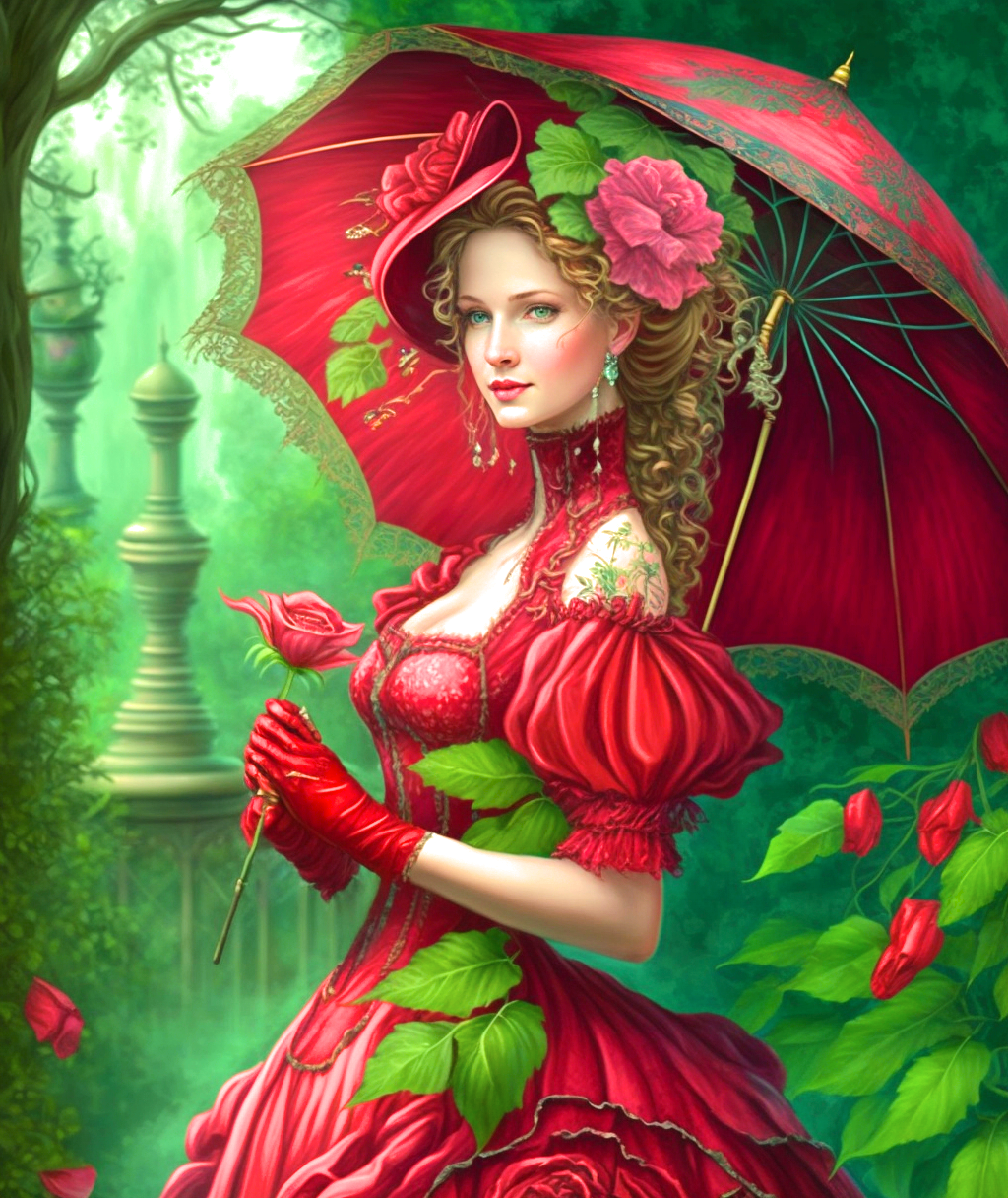 Red Glove Red Rose Woman Diamond Art Kit