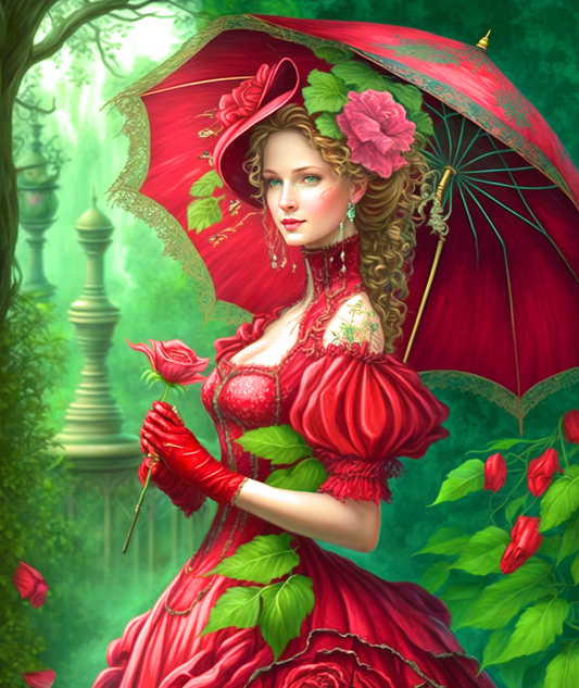 Red Glove Red Rose Woman Diamond Art Kit