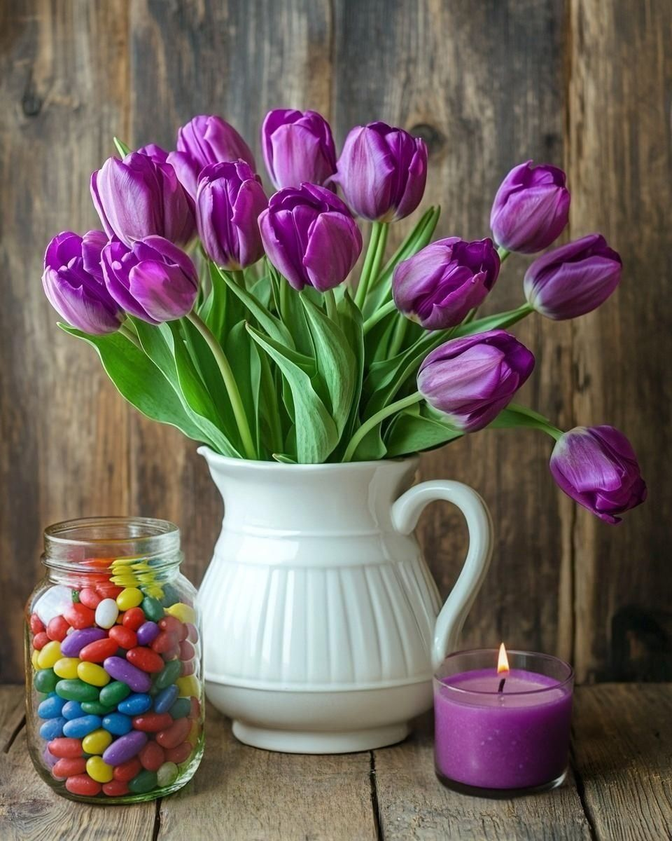 White Vase Tulips Diamond Art Kit