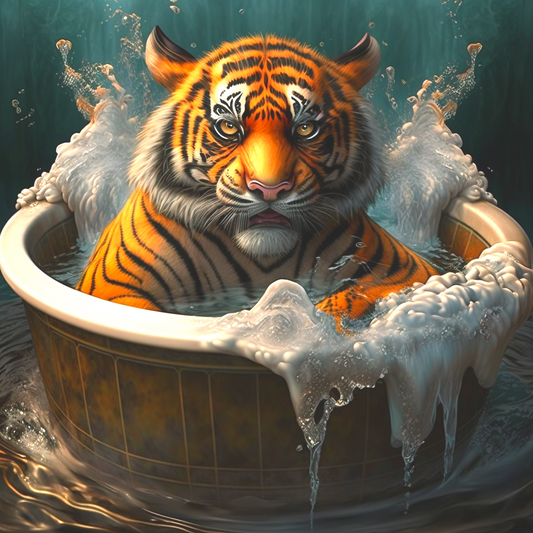 Unhappy Tiger Bath Diamond Art Kit