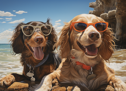 Spaniels By The Ocean Diamond Art Kit