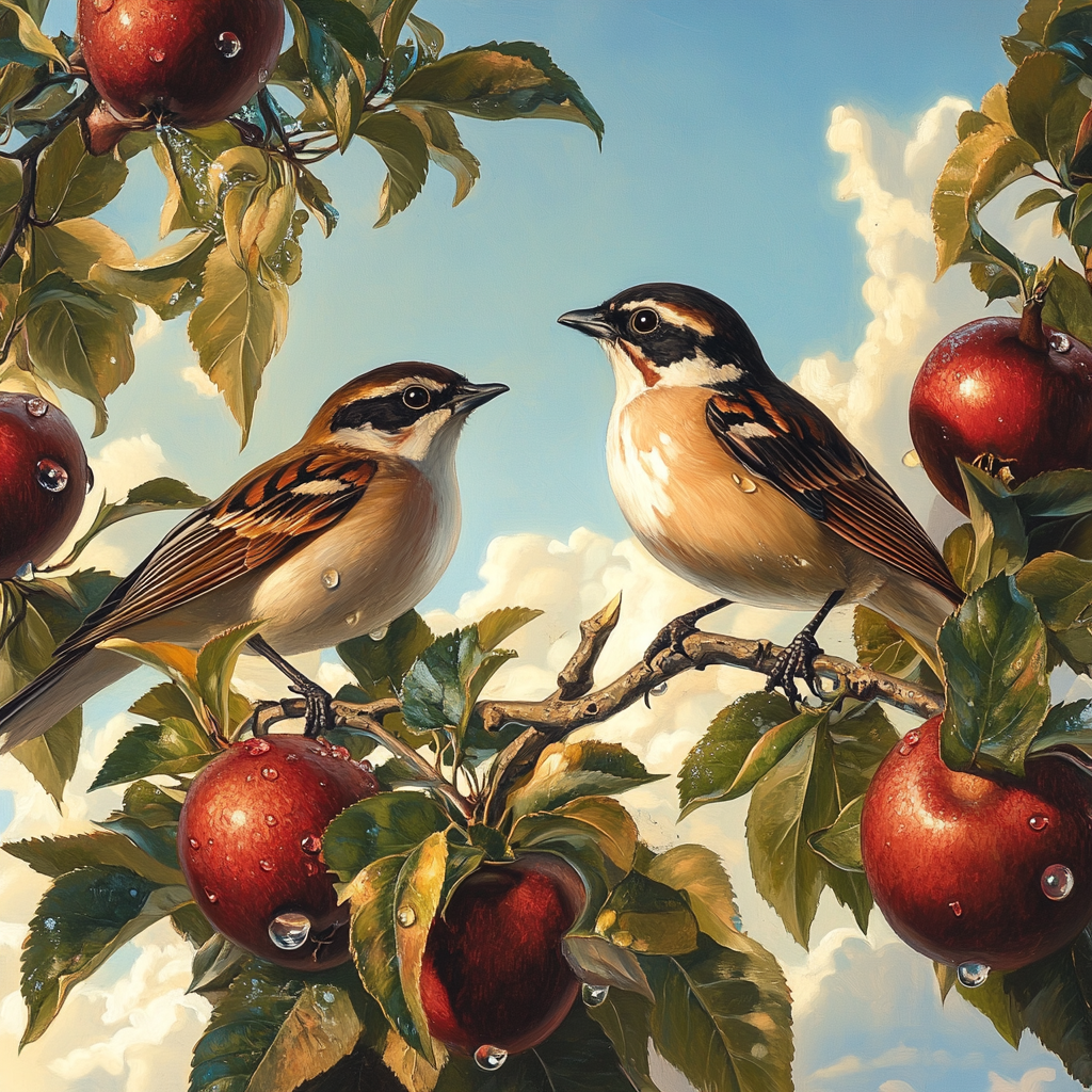 Two Birds In The Fruit Trees Diamond Art Kit