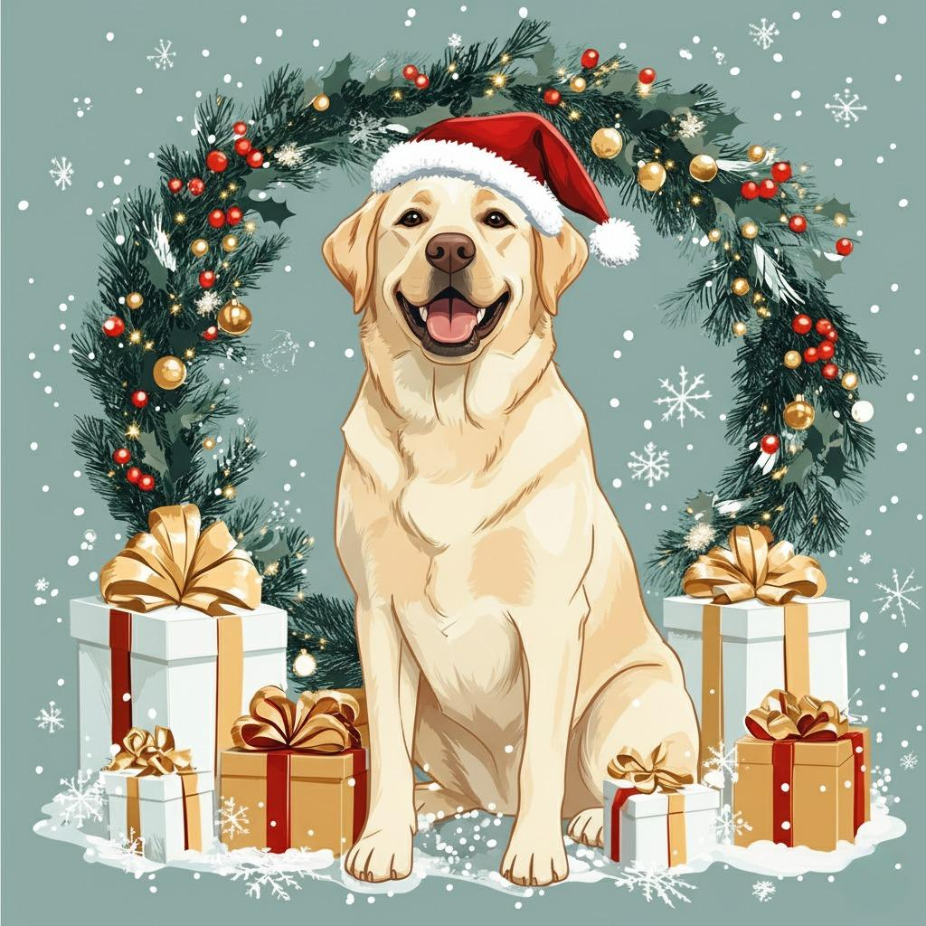 Christmas Arch Labrador Retriever Diamond Art Kit