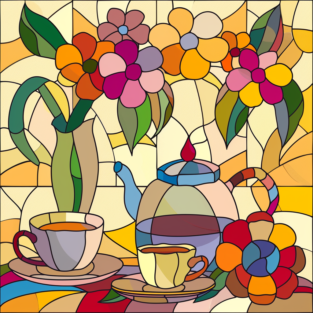 Abstract Teapot Flowers Diamond Art Kit