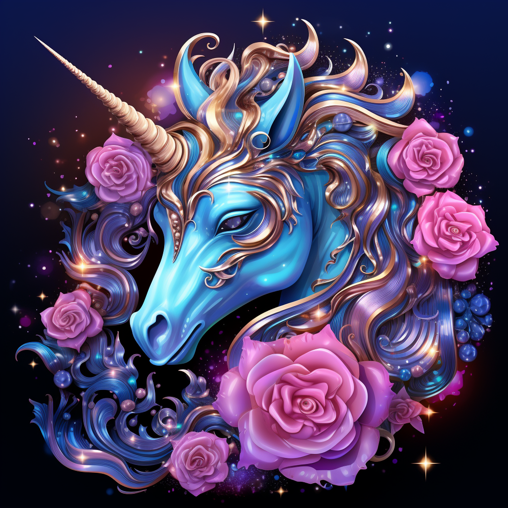 Gold Horn And Adorned Unicorn Diamond Art Kit
