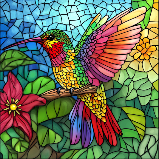 Abstract Rainbow Hummingbird Diamond Art Kit