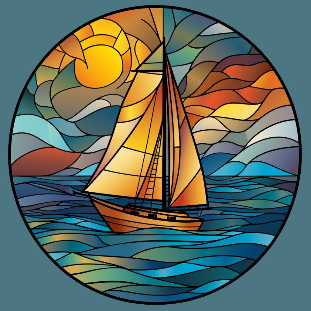 Orange Sail Abstract Sailboat Diamond Art Kit