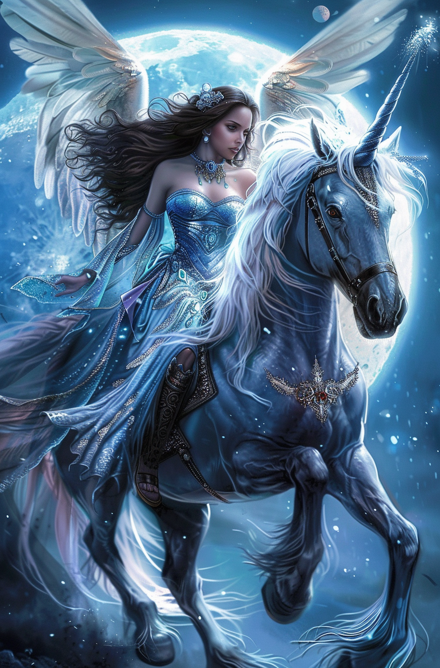 Moonlight Angel And Unicorn Diamond Art Kit