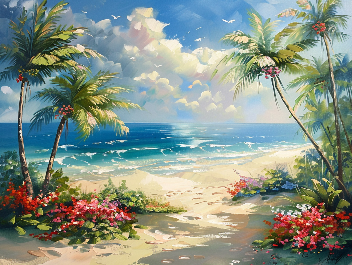 Beach Sand Flowers Diamond Art Kit